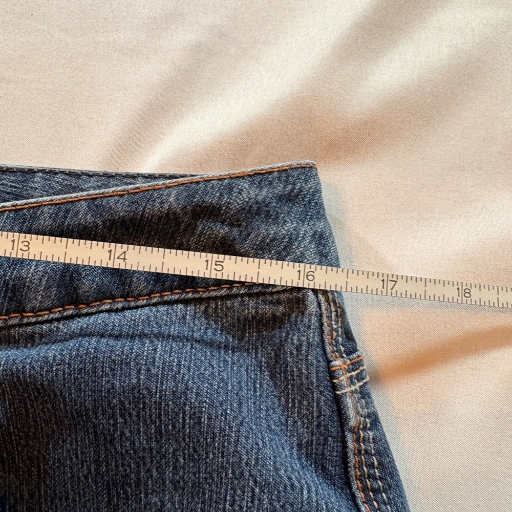 French Cuff Wide Leg Jeans Womens Size 12 Blue Stretch Denim Dark Wash Trousers - Picture 7 of 10